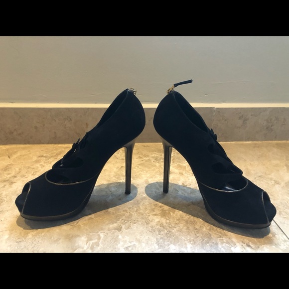 Black Platform Suede Shoes, size 8.5 - Picture 3 of 7